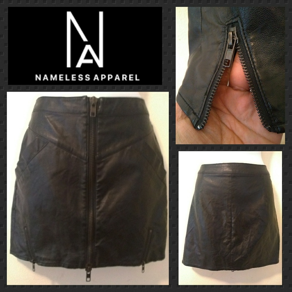 Nameless Faux Leather/Zippered Mini Skirt  SzM